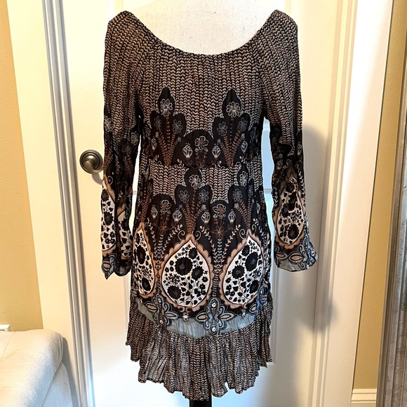 Sheer dress tunic with Boho Vibes from Fire Los Angeles in Black with Blues - Picture 3 of 5